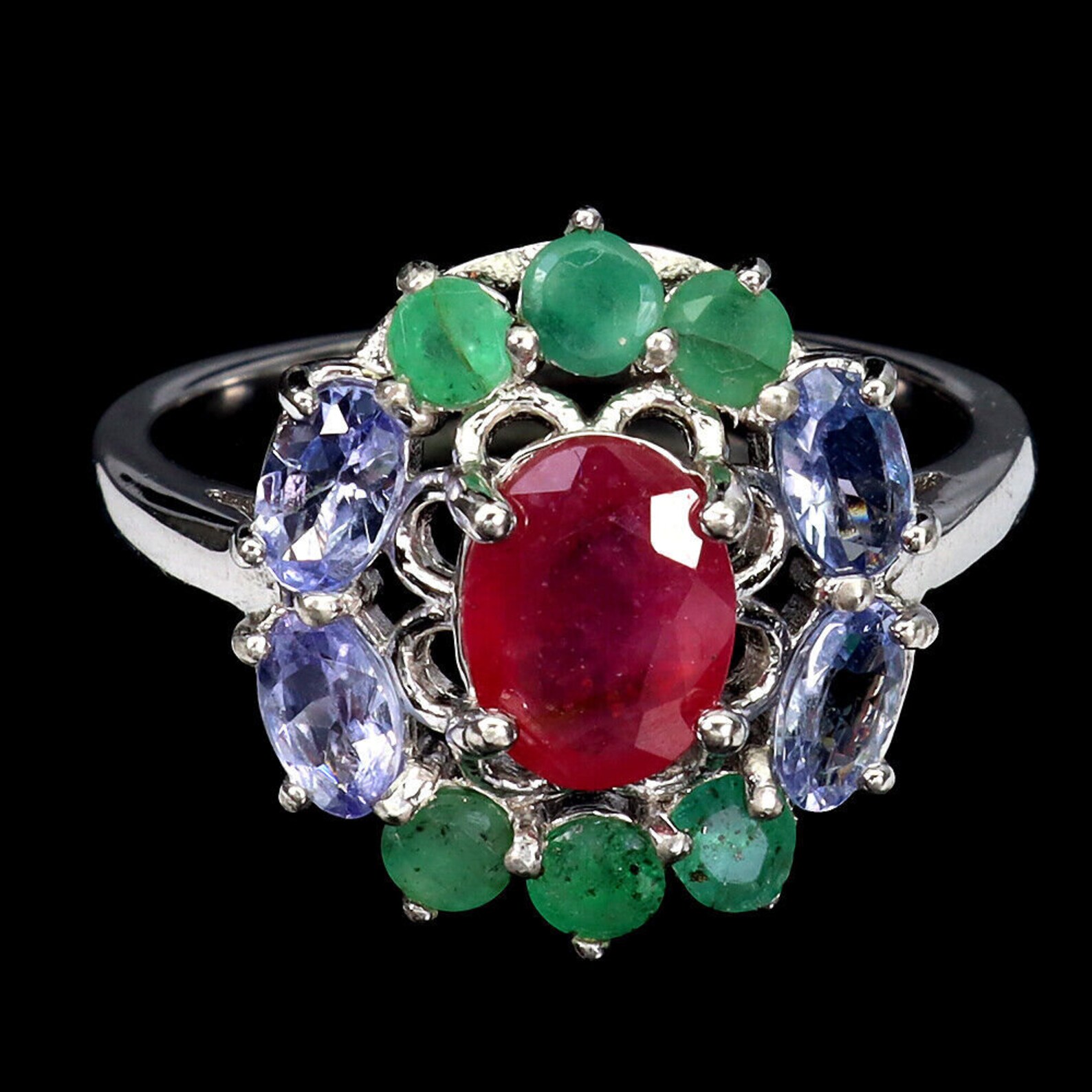 Diamond, Tanzanite , emerald , Ruby - Elegance Ring - Unique Piece